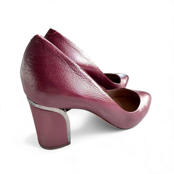 CHLOÉ Beckie pumps burgundy leather block heel size 39 - Picture 4 of 9